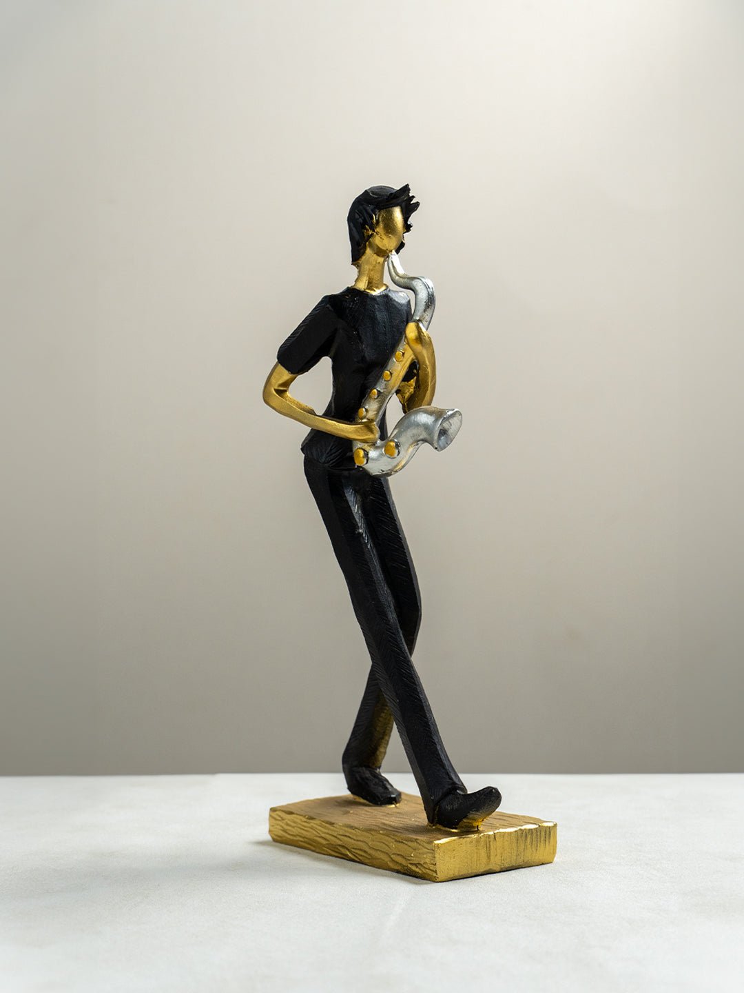 Modern Saxophonist Abstract Sculpture - The Golden Theory Main image