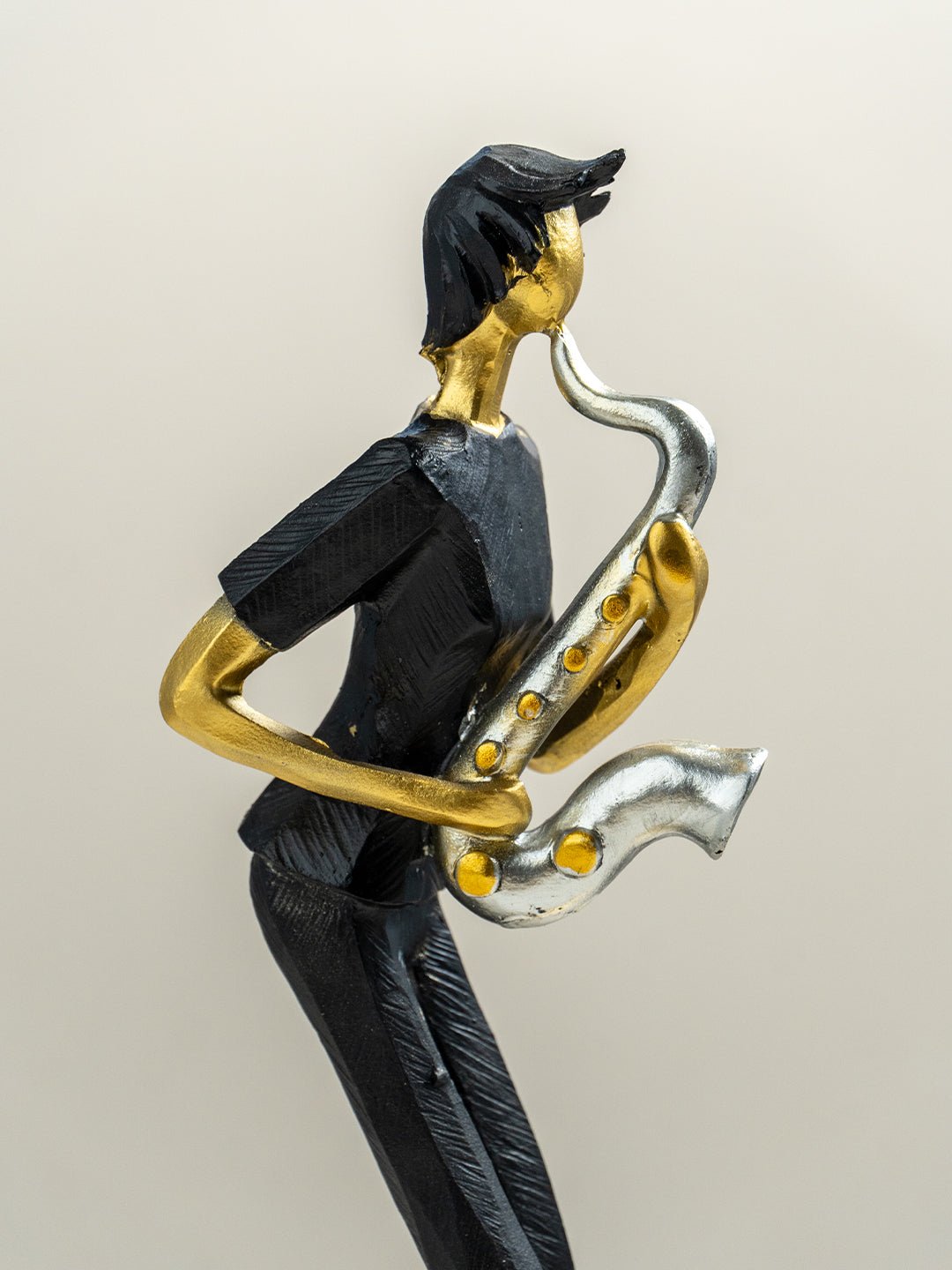 Modern Saxophonist Abstract Sculpture - The Golden Theory