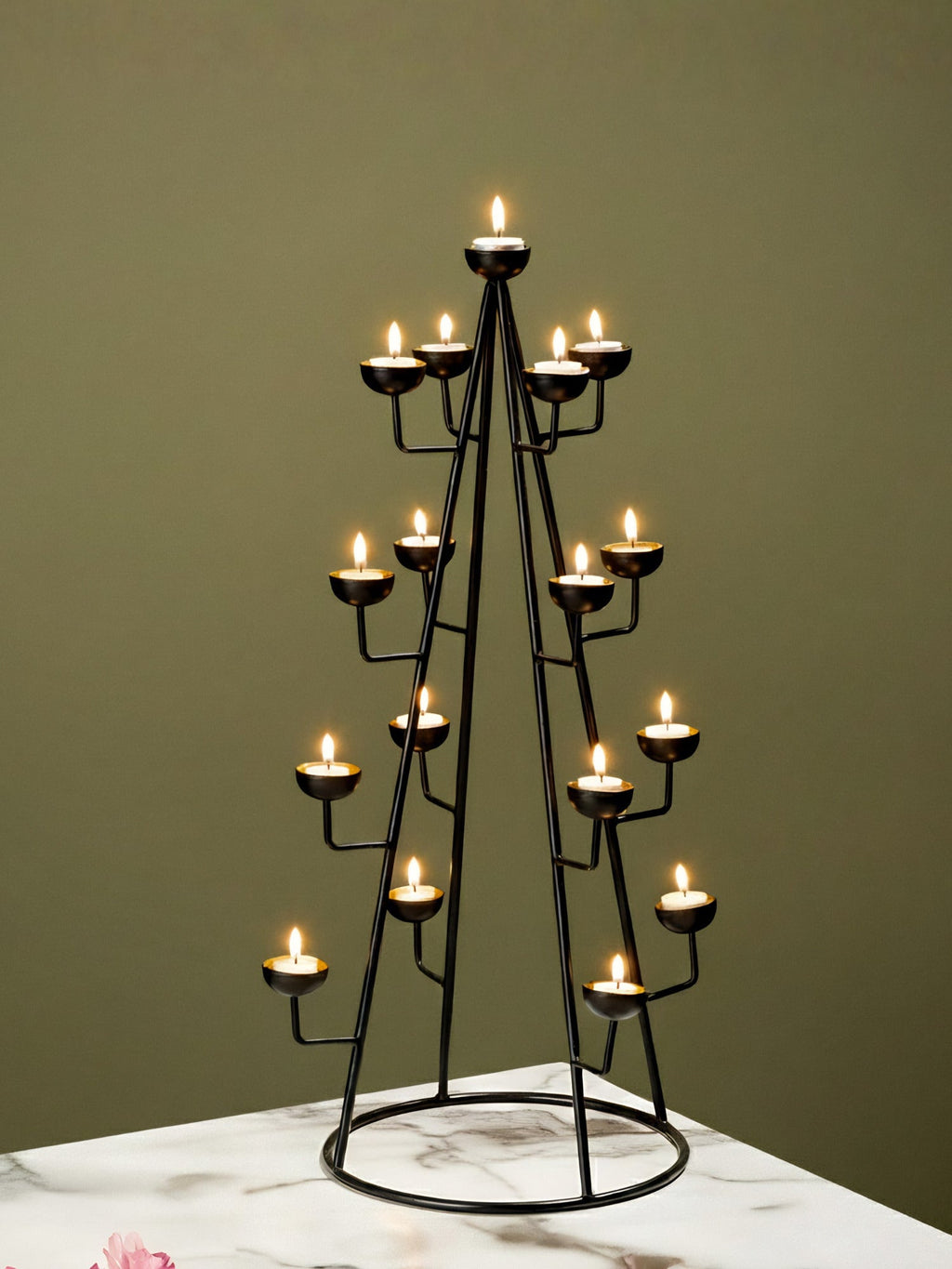 Modern Tree-Form Brass Candle Holder - The Golden Theory