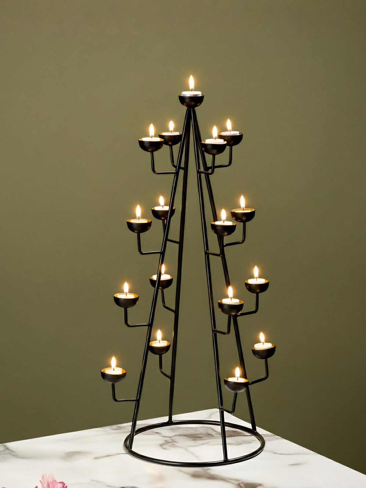 Modern Tree-Form Brass Candle Holder - The Golden Theory