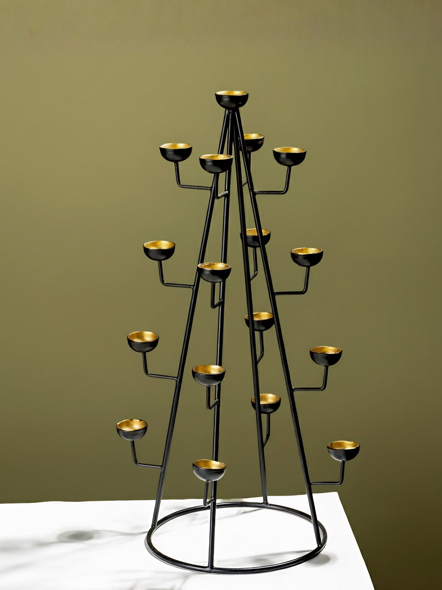 Modern Tree-Form Brass Candle Holder - The Golden Theory