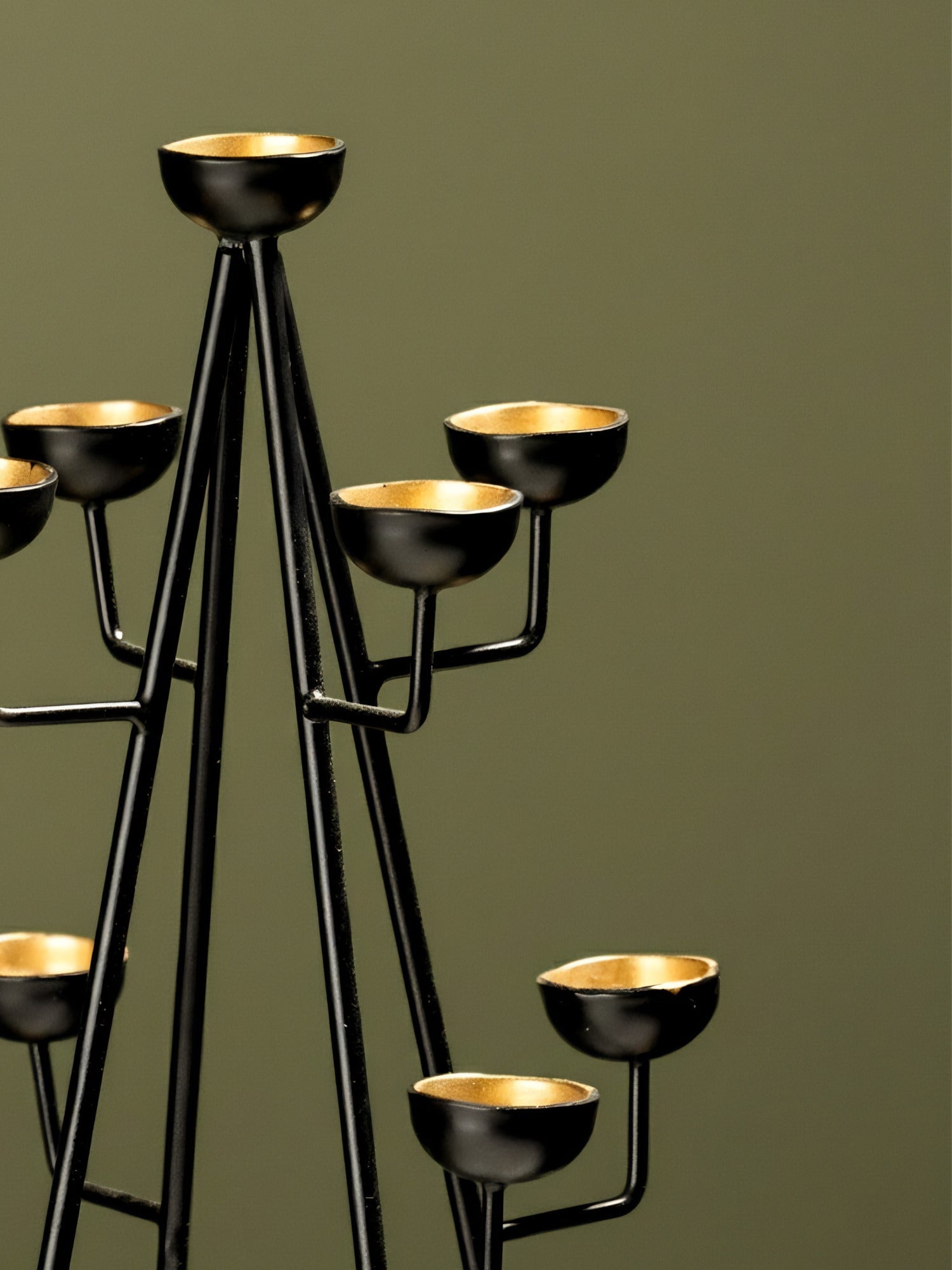 Modern Tree-Form Brass Candle Holder - The Golden Theory