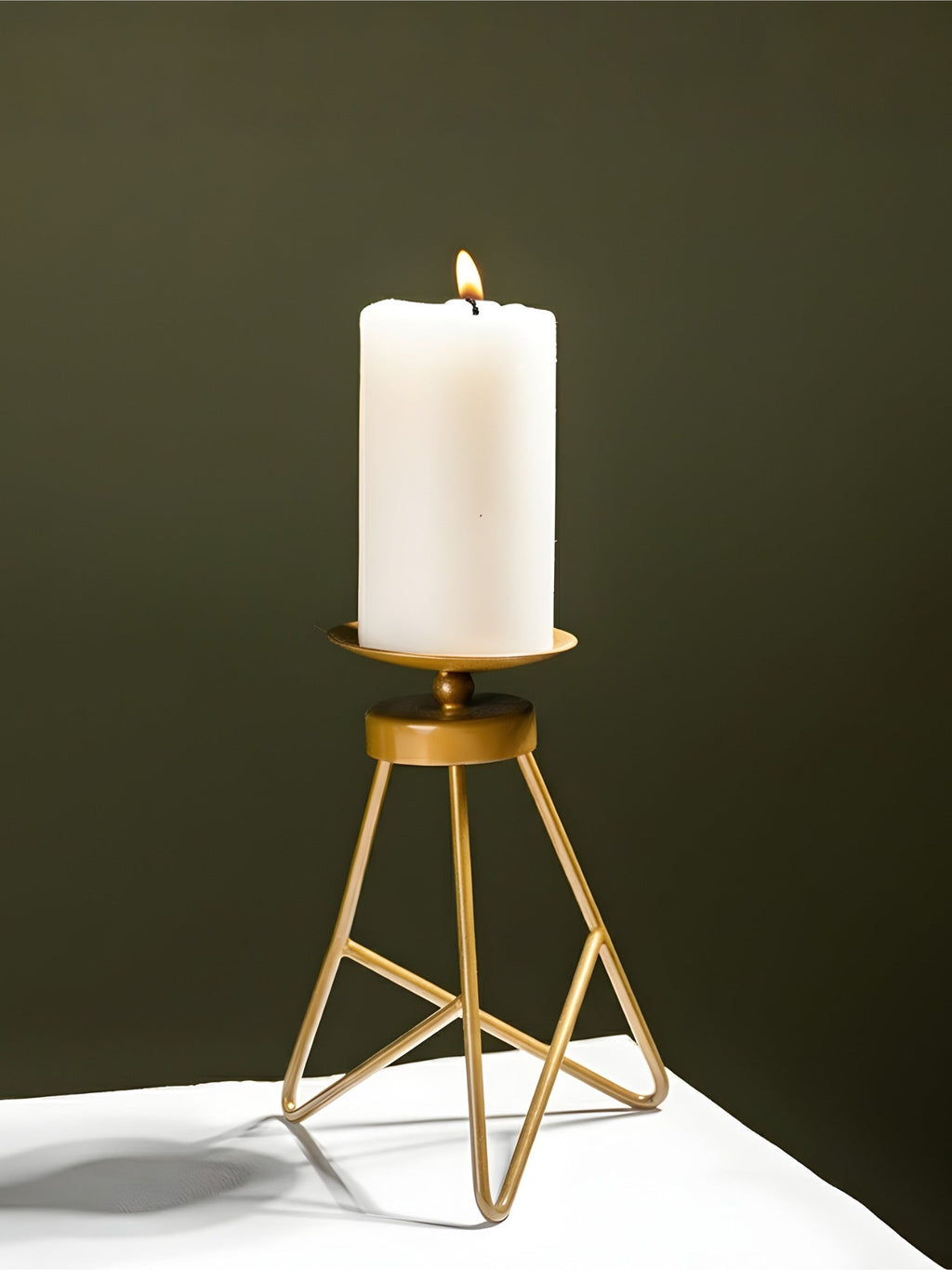 Modern Tripod Brass Candle Holder - The Golden Theory