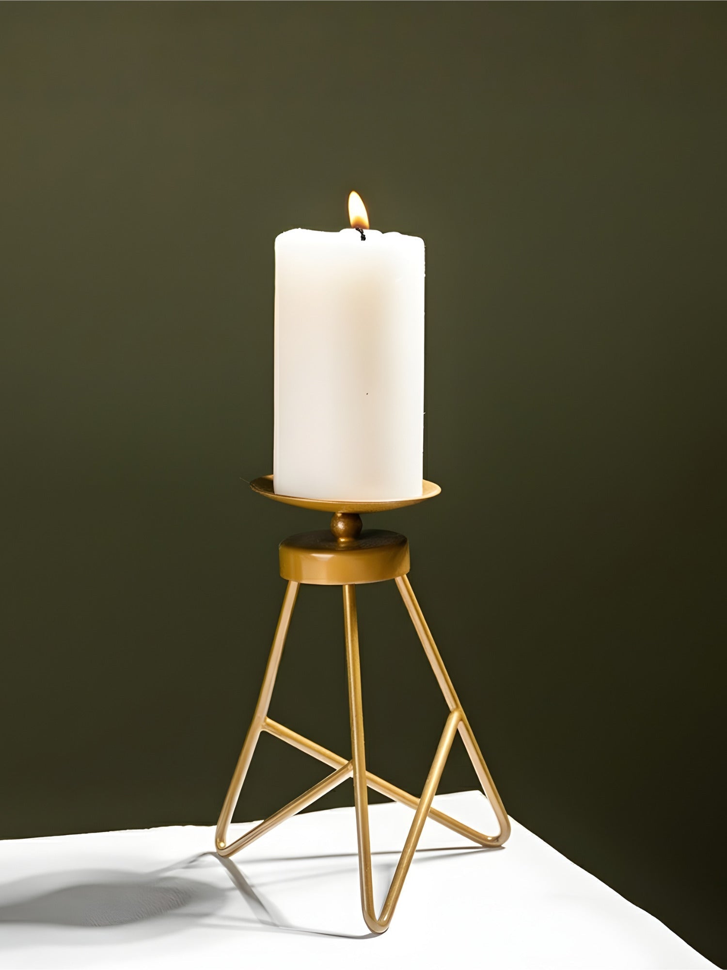 Modern Tripod Brass Candle Holder - The Golden Theory