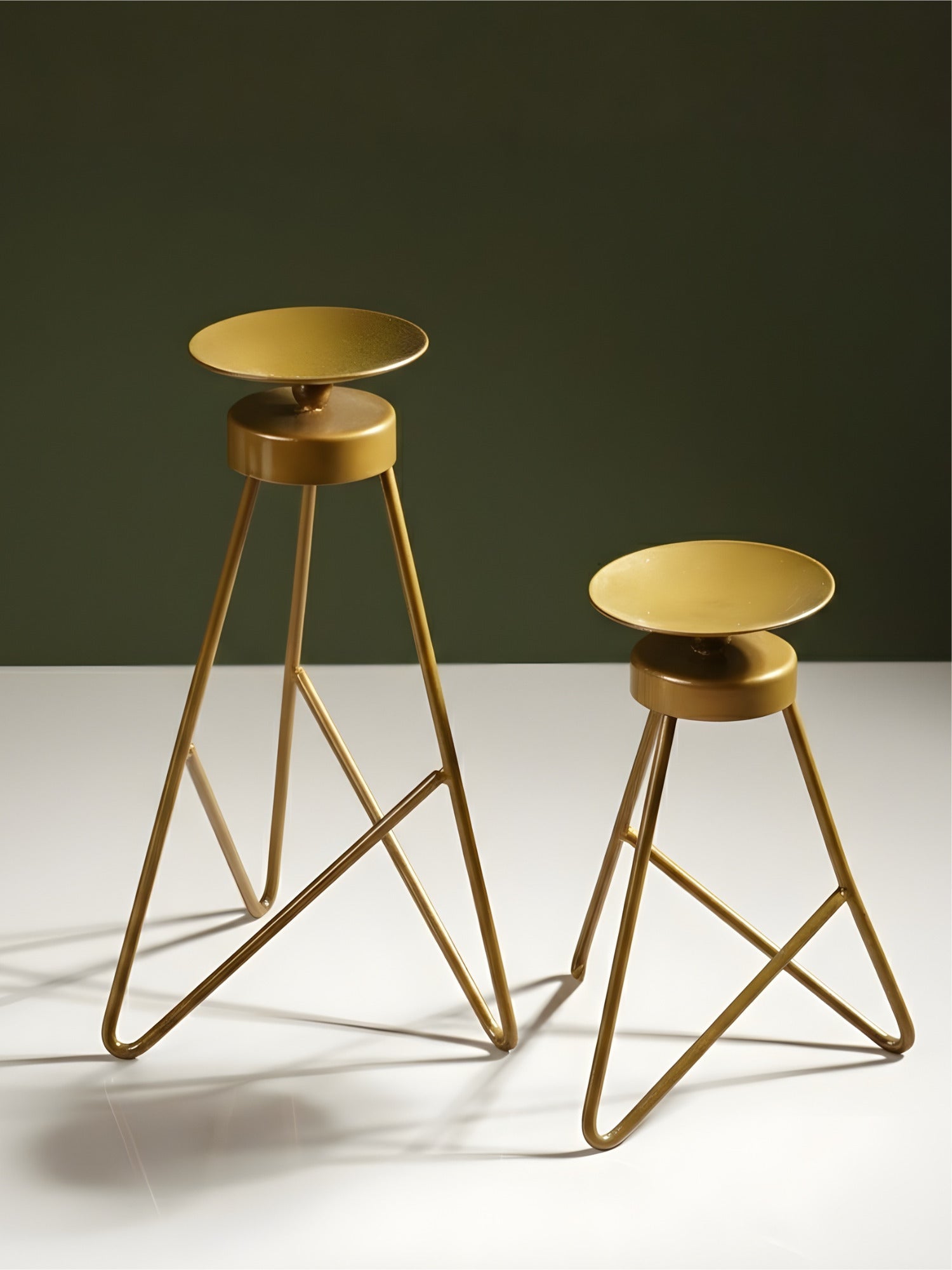 Modern Tripod Brass Candle Holder - The Golden Theory Main image