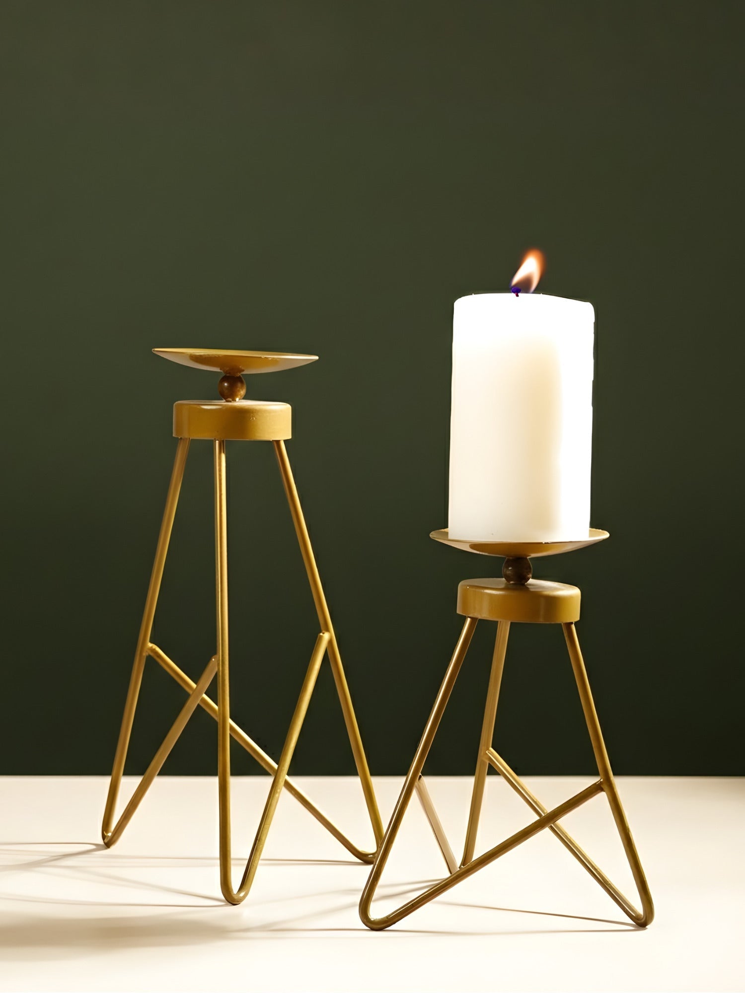 Modern Tripod Brass Candle Holder Secondary image