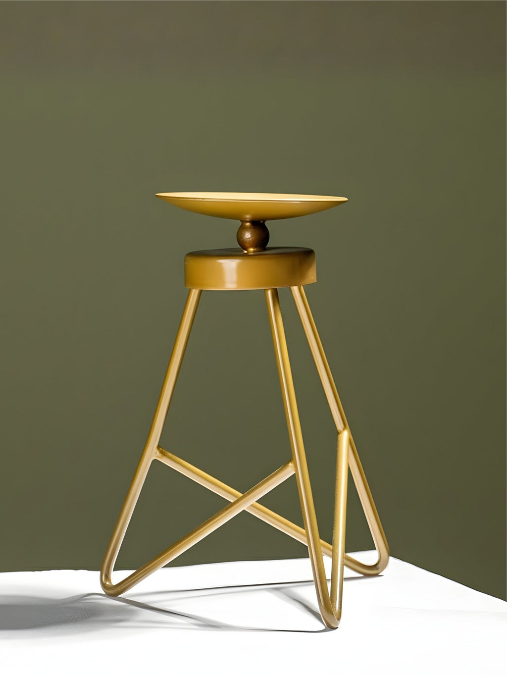 Modern Tripod Brass Candle Holder - The Golden Theory