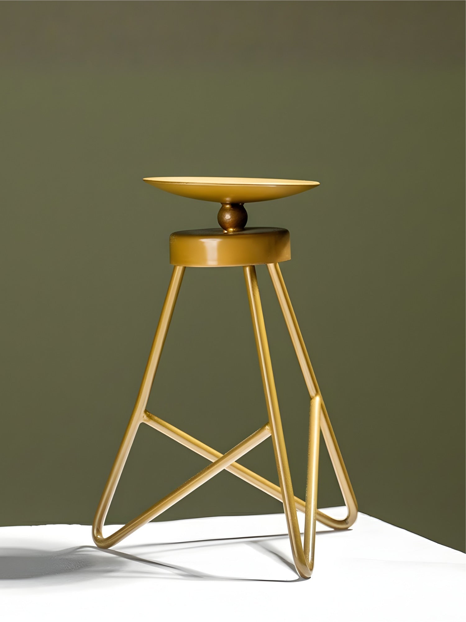 Modern Tripod Brass Candle Holder - The Golden Theory