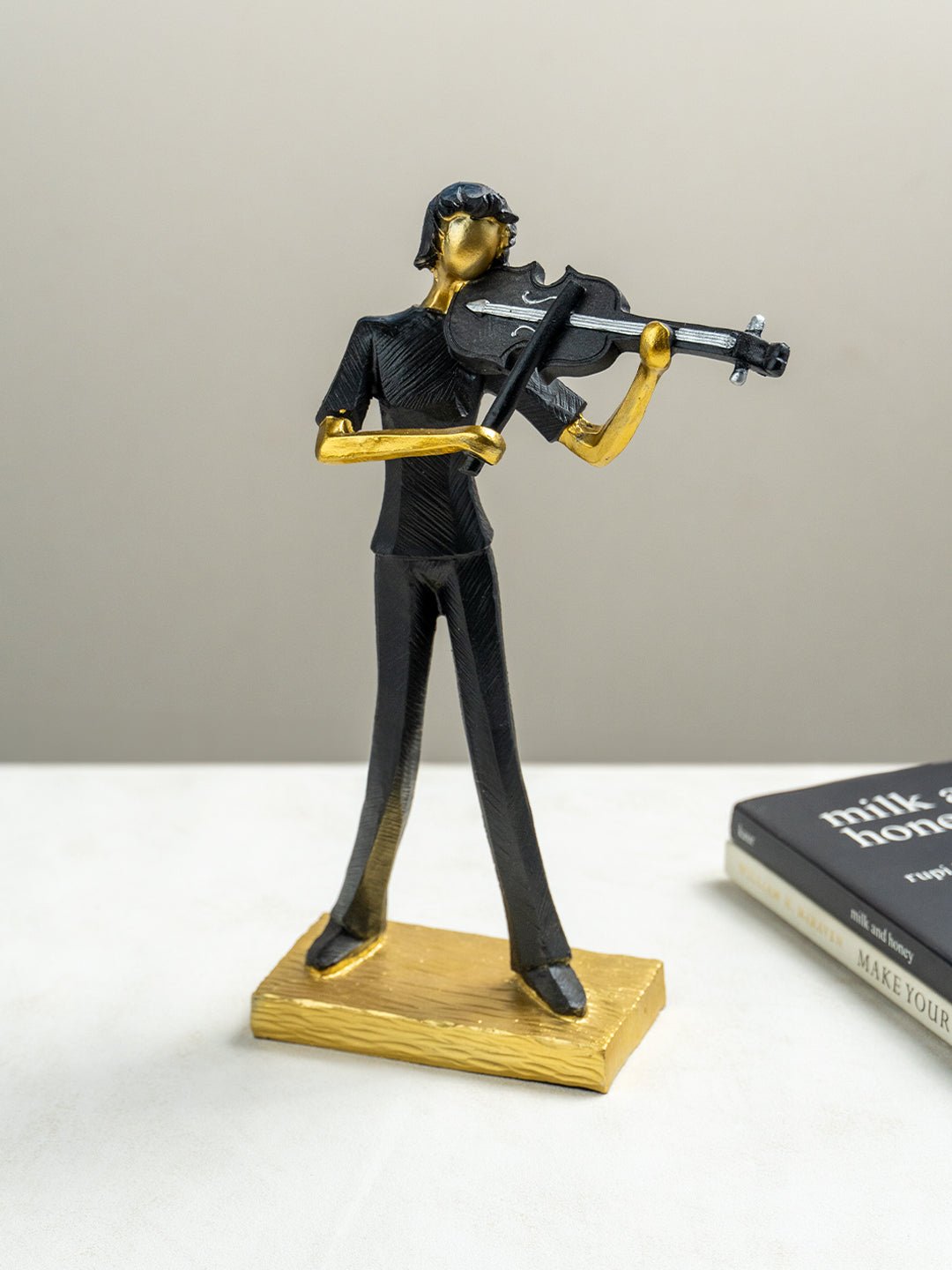 Modern Violinist Abstract Sculpture - The Golden Theory