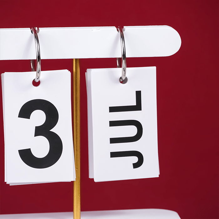 Modern White Perpetual Calendar - Desk Decor with Gold Accent Poles - The Golden Theory