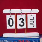 Modern White Perpetual Calendar - Desk Decor with Gold Accent Poles - The Golden Theory