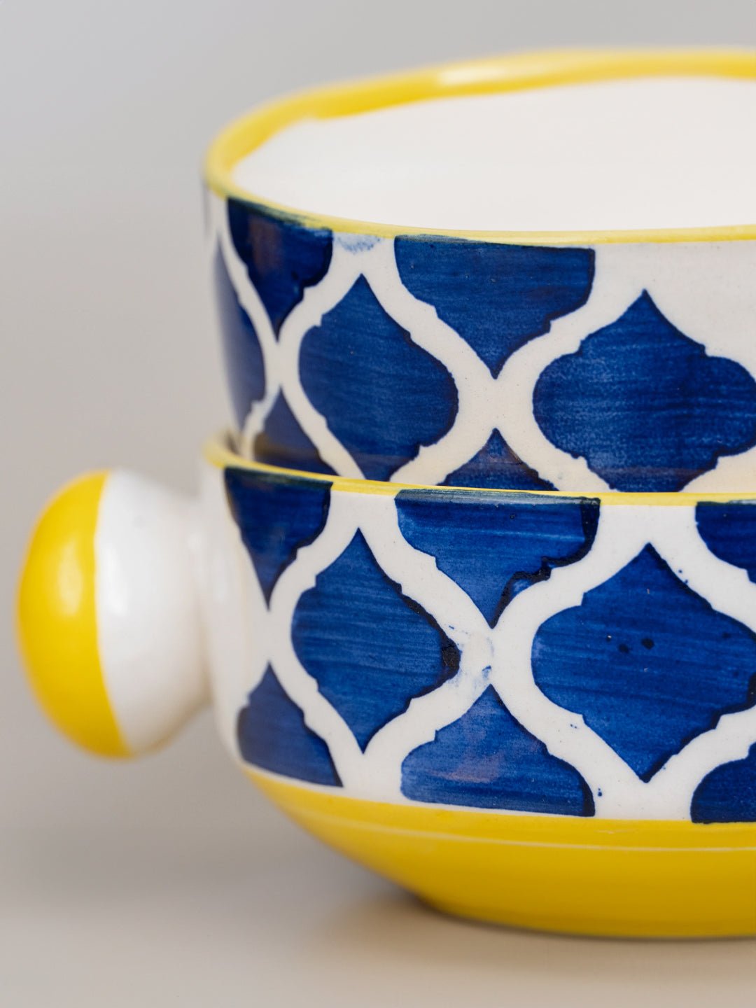Moroccan Design Ceramic Serving Bowl with Handle | Set of 2 - The Golden Theory