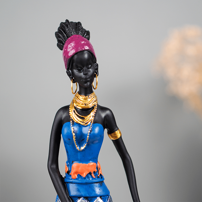 Mother and Child Sculpture with Vibrant Tribal Patterns - The Golden Theory