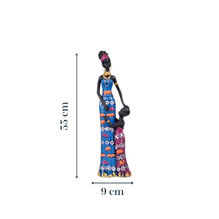 Mother and Child Sculpture with Vibrant Tribal Patterns - The Golden Theory
