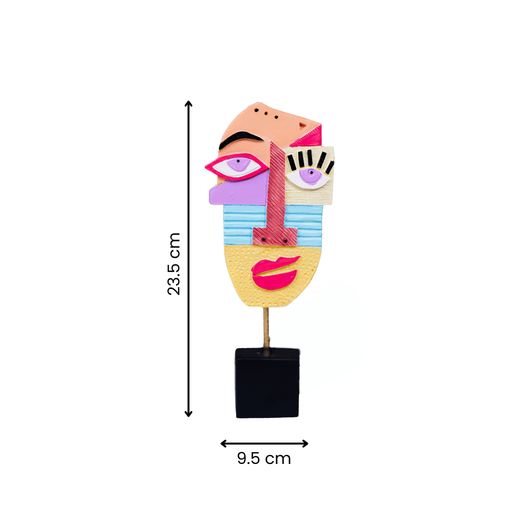 Multicolor Abstract Face Sculpture with Textured Face - The Golden Theory