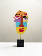 Multicolor Abstract Face Sculpture with Textured Face - The Golden Theory
