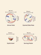 Multicolor Ceramic Dinner Set - Set of 19 - The Golden Theory