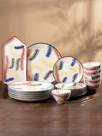 Multicolor Ceramic Dinner Set - Set of 19 - The Golden Theory