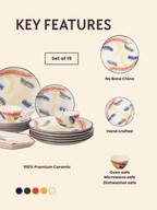 Multicolor Ceramic Dinner Set - Set of 19 - The Golden Theory