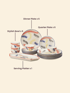 Multicolor Ceramic Dinner Set - Set of 19 - The Golden Theory