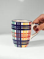 Multicolor Plaid Ceramic Mug - The Golden Theory