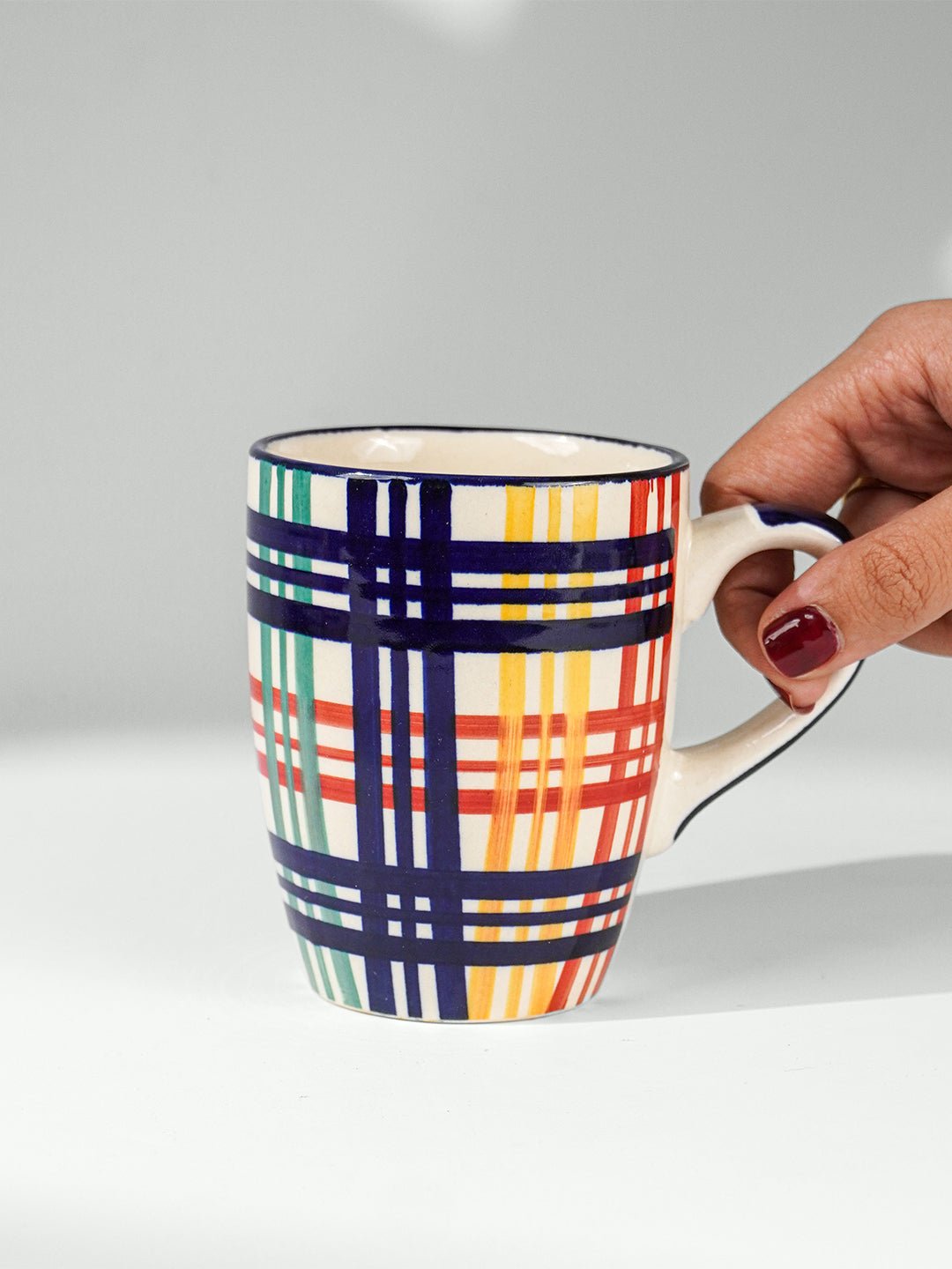 Multicolor Plaid Ceramic Mug - The Golden Theory