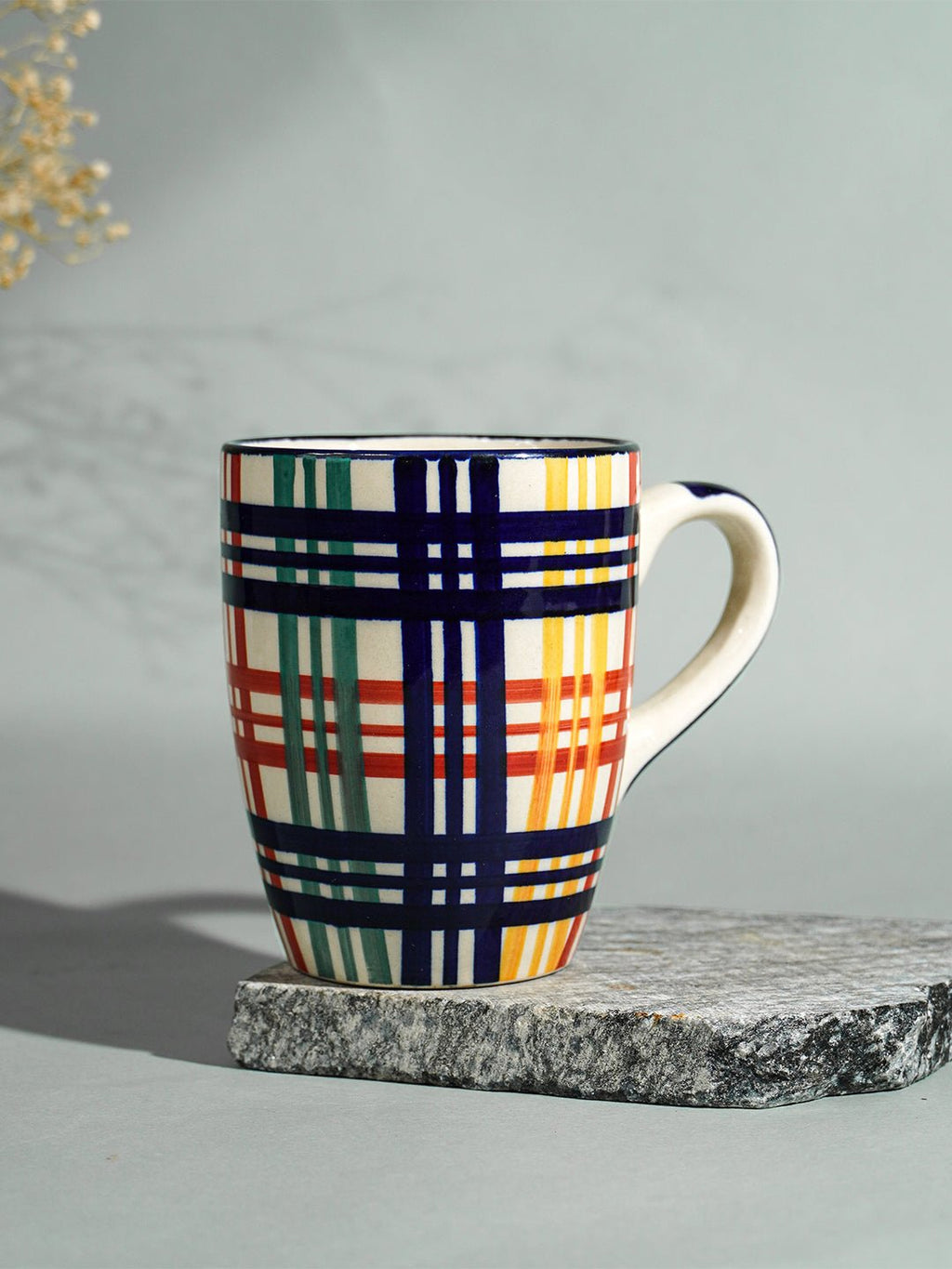 Multicolor Plaid Ceramic Mug - The Golden Theory