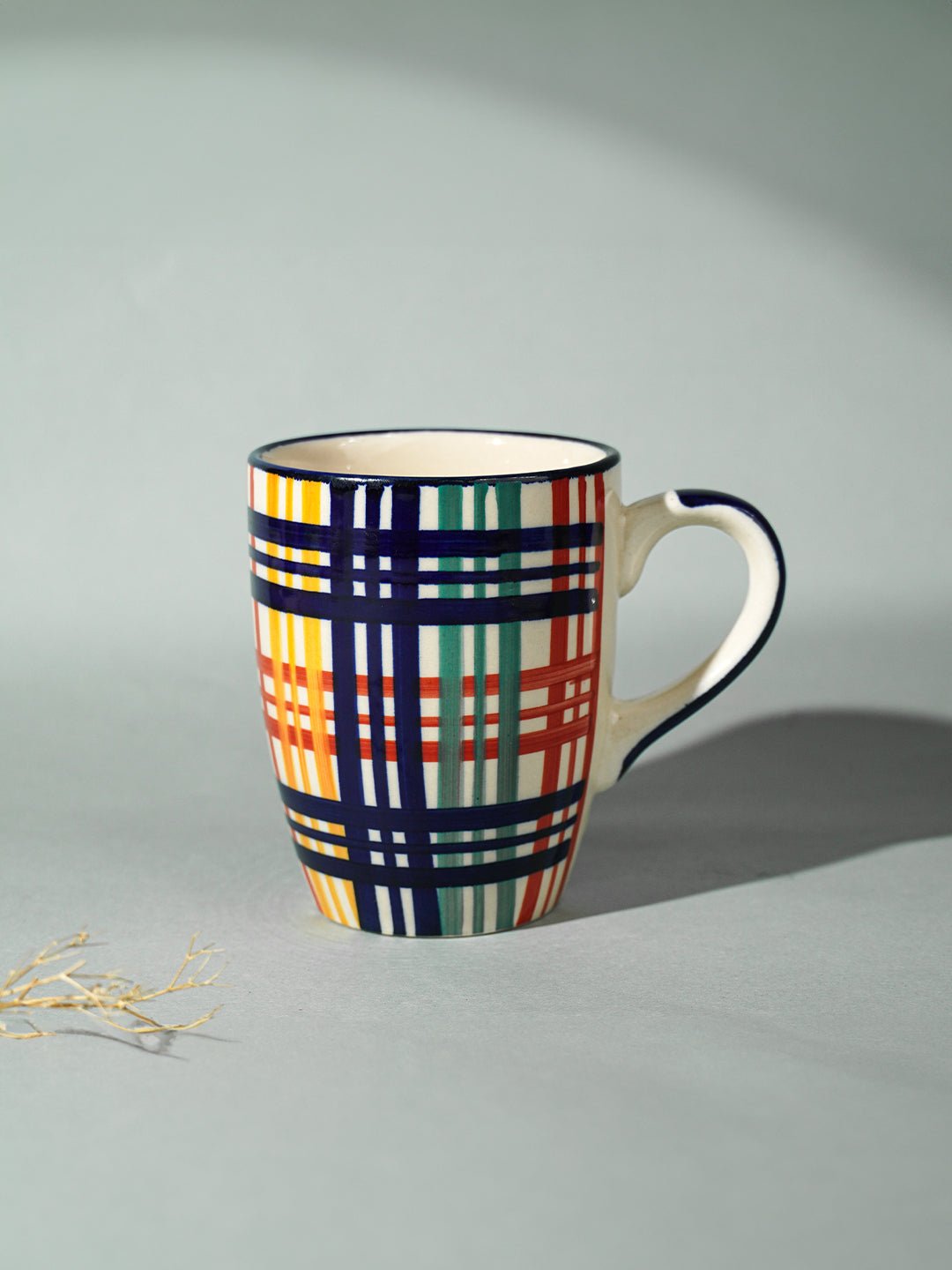 Multicolor Plaid Ceramic Mug - The Golden Theory Main image