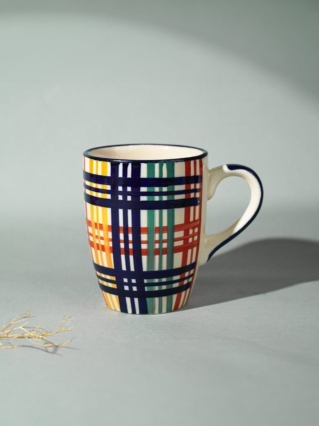 Multicolor Plaid Ceramic Mug - The Golden Theory