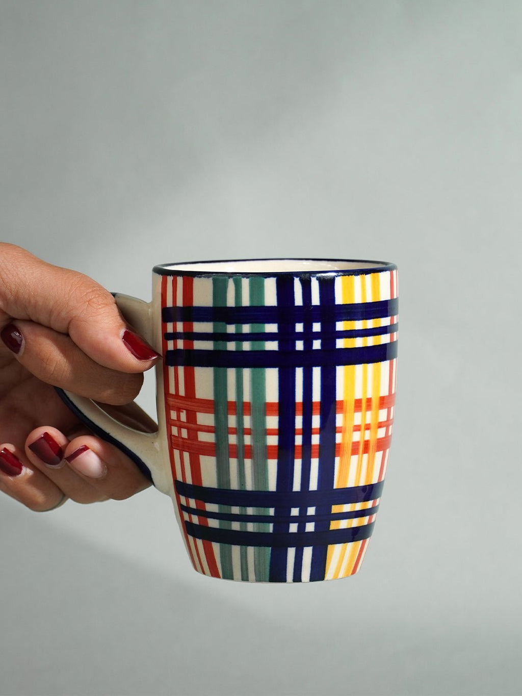 Multicolor Plaid Ceramic Mug - The Golden Theory
