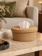 Natural Jute Tissue Box with Soft-Lid Top - The Golden Theory