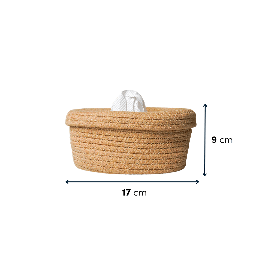Natural Jute Tissue Box with Soft-Lid Top - The Golden Theory