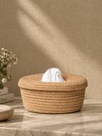 Natural Jute Tissue Box with Soft-Lid Top - The Golden Theory