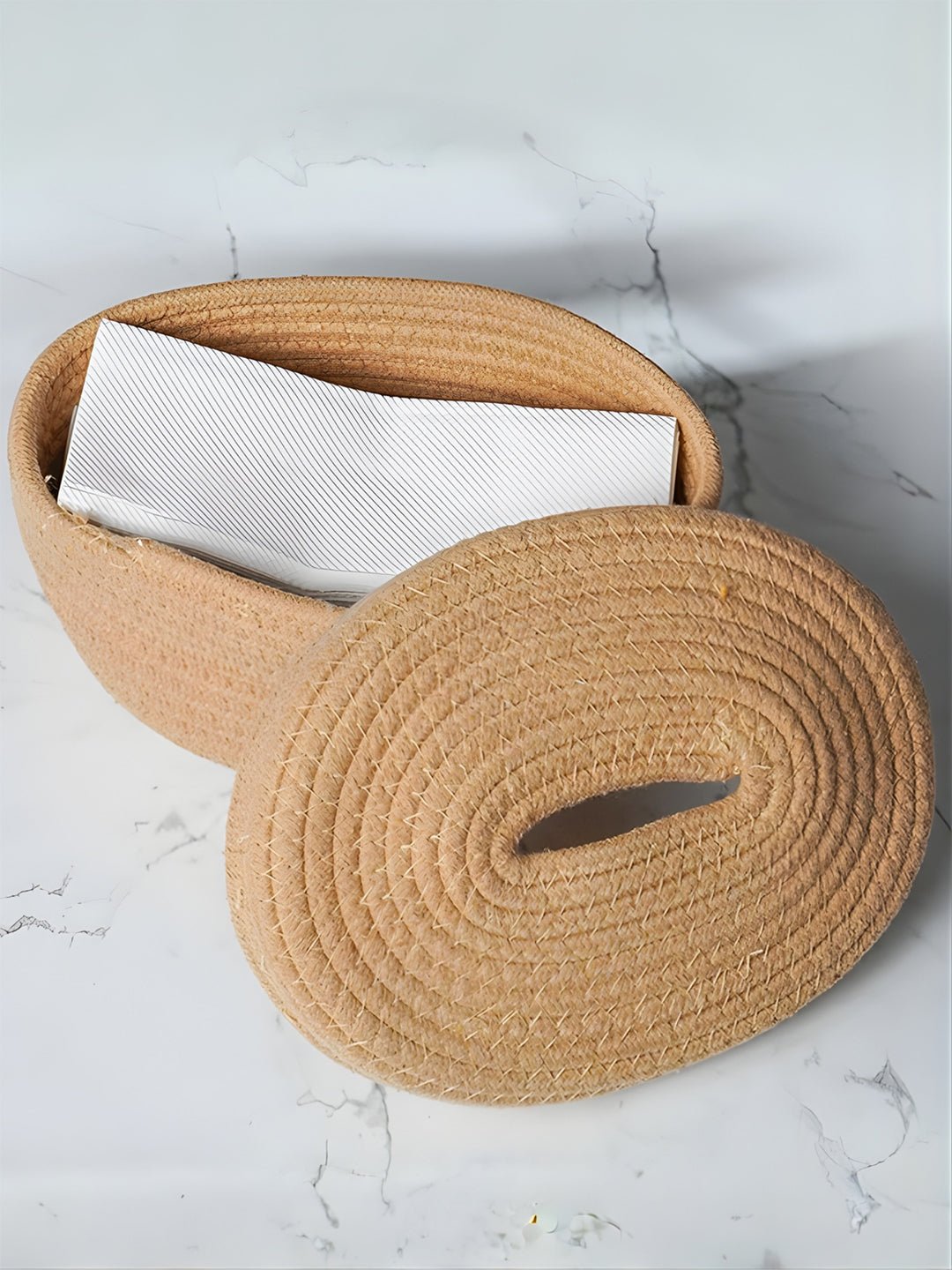 Natural Jute Tissue Box with Soft-Lid Top Secondary image