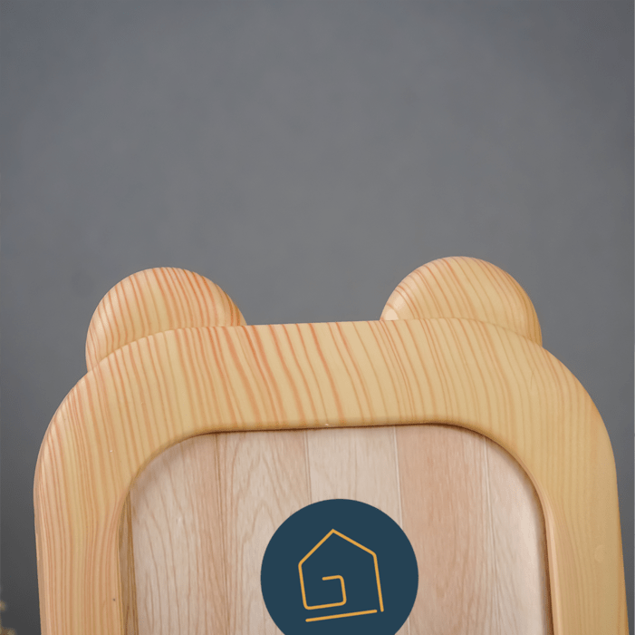Natural Wood Finish Photo Frame with Bear Ears Design - The Golden Theory