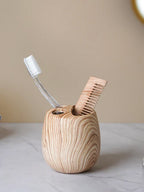 Natural Wood Grain Bathroom Set – Elegant Ceramic Bath Accessories - The Golden Theory