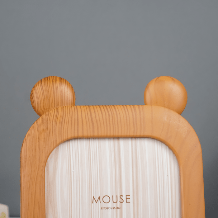 Natural Wood Mouse Photo Frame - Adorable Ear Design - The Golden Theory