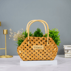 Natural Woven Flower Basket - Unique Double Handle Design - The Golden Theory