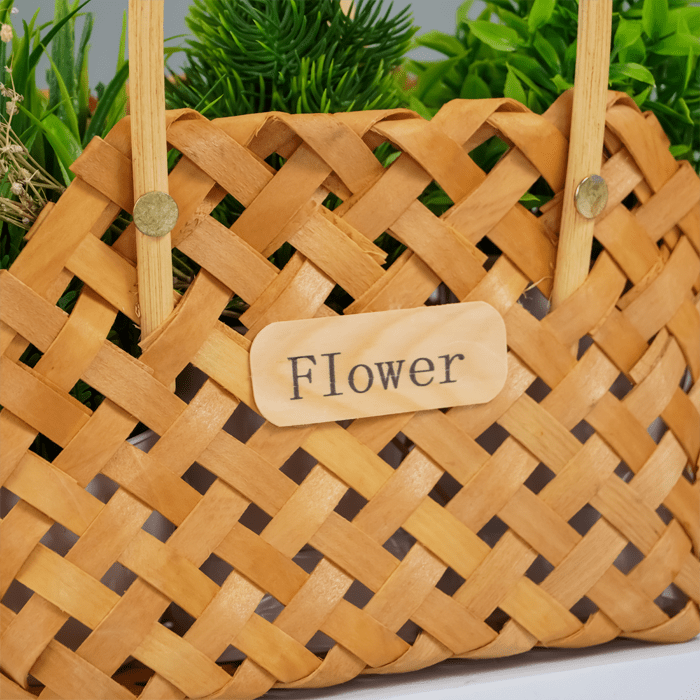 Natural Woven Flower Basket - Unique Double Handle Design - The Golden Theory
