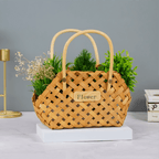 Natural Woven Flower Basket - Unique Double Handle Design - The Golden Theory