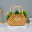 Natural Woven Flower Basket - Unique Double Handle Design - The Golden Theory