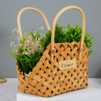 Natural Woven Flower Basket - Unique Double Handle Design - The Golden Theory