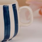 Navy and White Striped Ceramic Mug - The Golden Theory