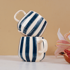 Navy and White Striped Ceramic Mug - The Golden Theory
