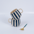 Navy and White Striped Ceramic Mug - The Golden Theory