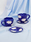 Navy Blue Cloud-Patterned Ceramic Cup and Saucer Set - The Golden Theory