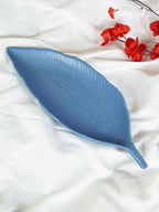 Ocean Blue Ceramic Leaf Platter - The Golden Theory