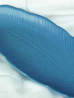 Ocean Blue Ceramic Leaf Platter - The Golden Theory