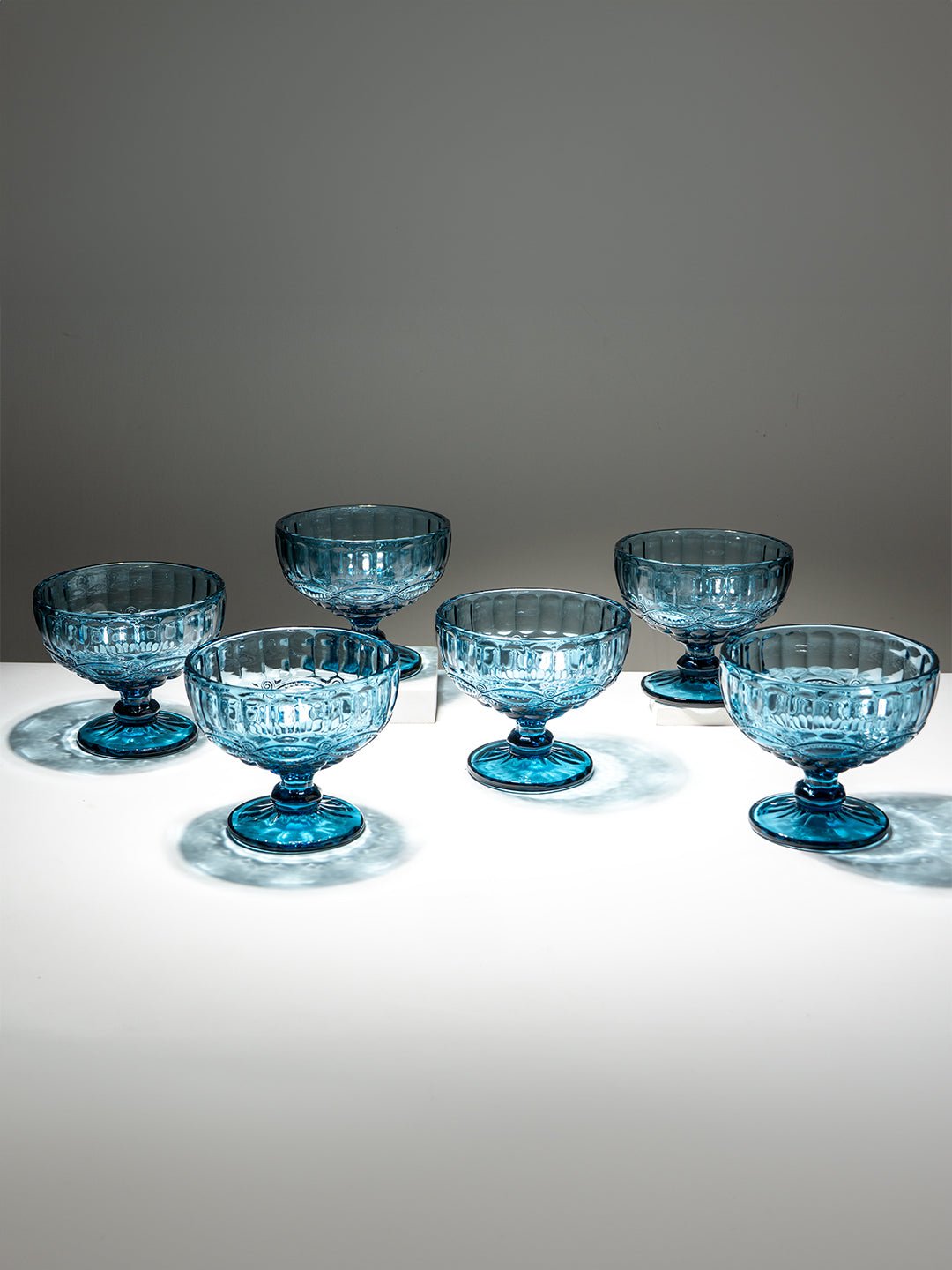 Ocean-Blue Embossed Dessert Cups - Set of 6 - The Golden Theory Main image
