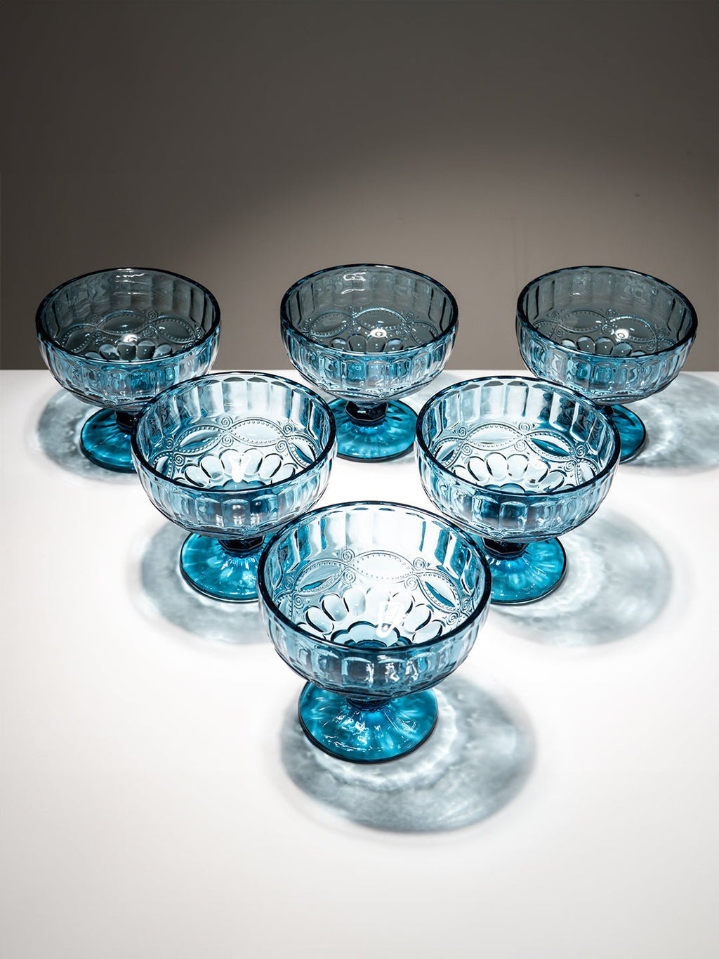 Ocean-Blue Embossed Dessert Cups - Set of 6 - The Golden Theory